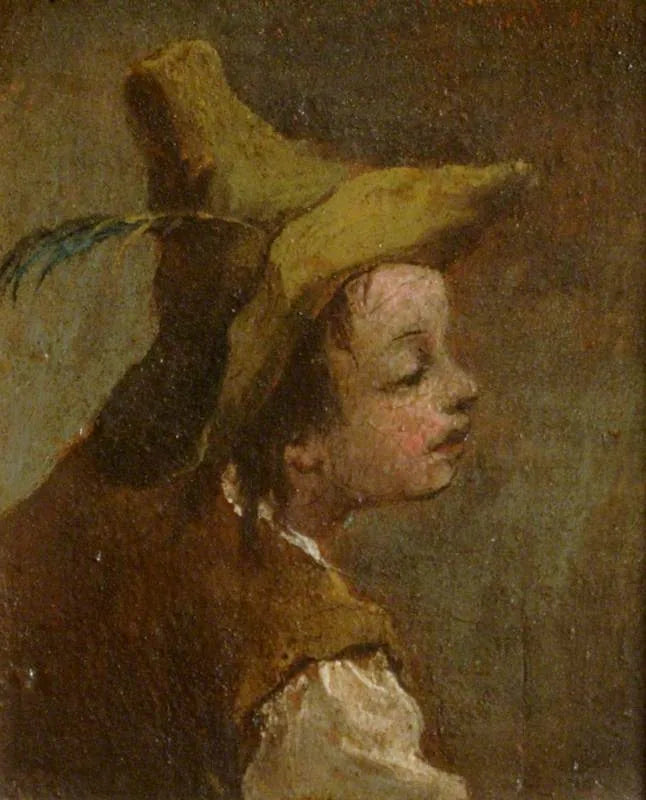 Deux tableaux : une tête de garçon et une tête de fille (diptyque, panneau de gauche) - Francesco Guardi image 1 copie peinte à la main à l’huile