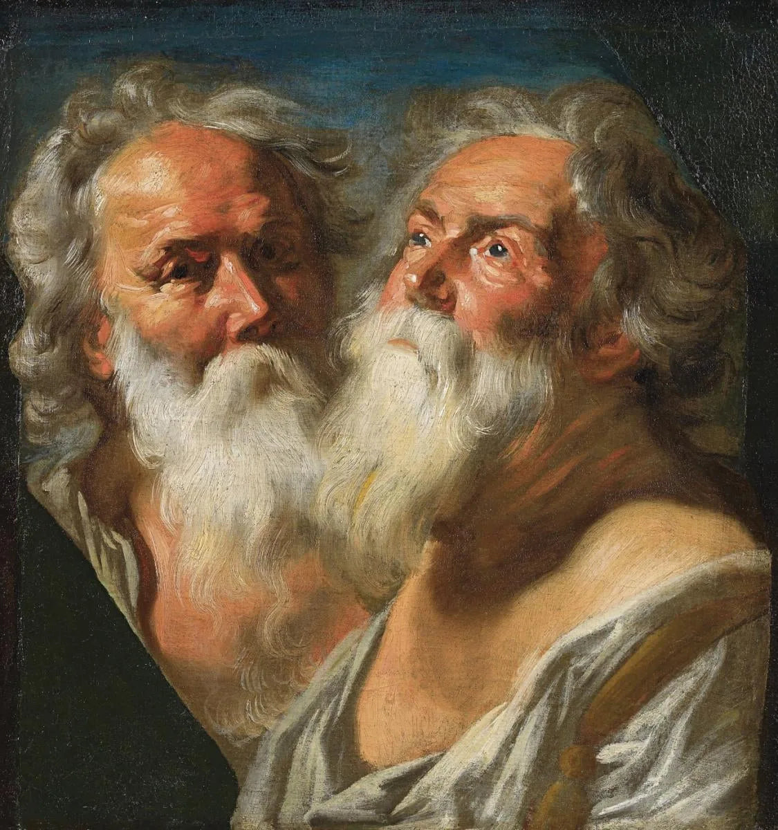Deux têtes d'apôtres - Jacob Jordaens image 1 reproduction de peinture à l’huile