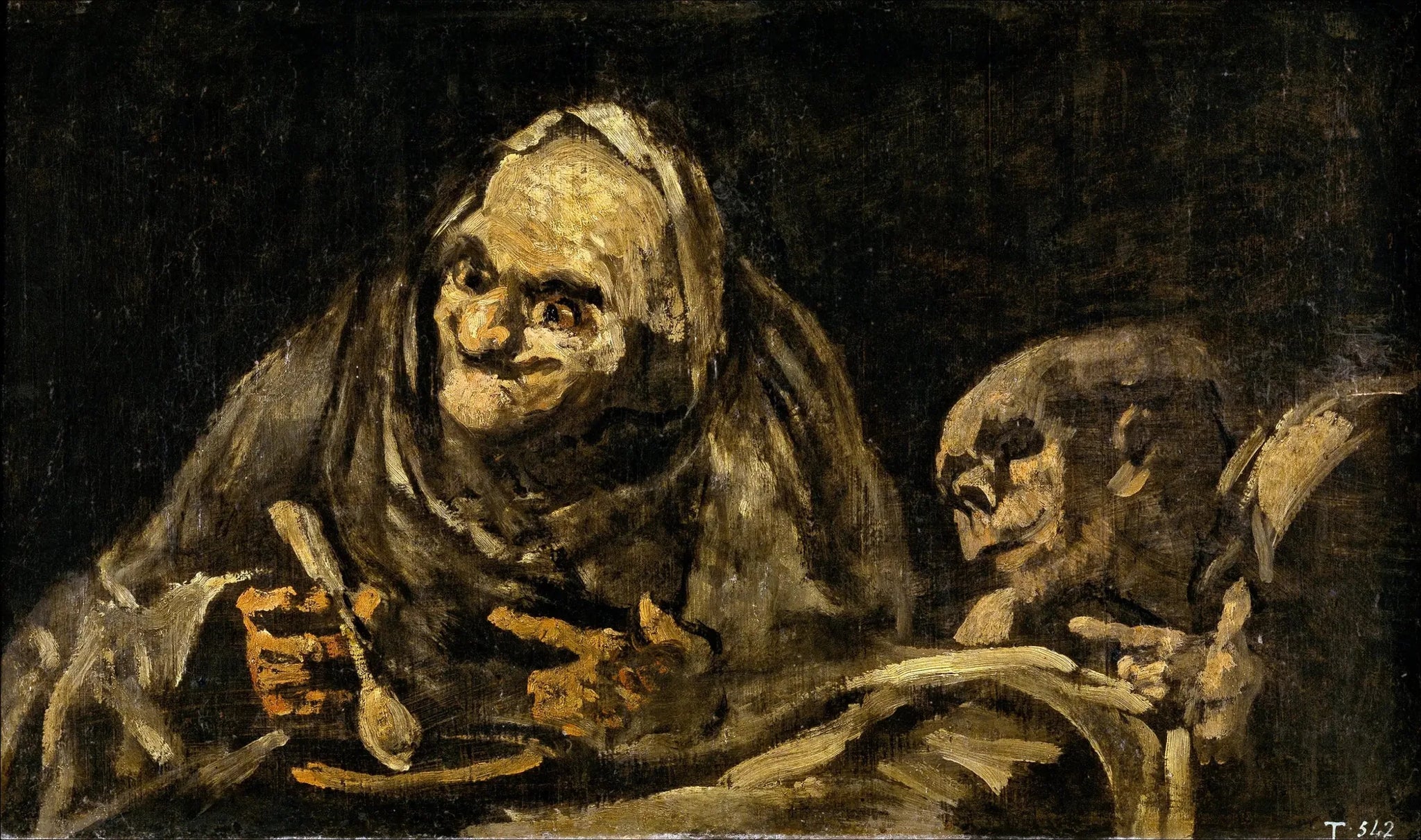 Deux vieillards mangeant de la soupe - Francisco de Goya image 1 copie peinte à la main à l’huile