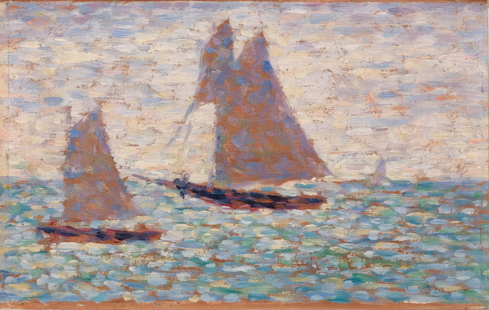Deux voiliers à Grandcamp - Georges Seurat image 1 copie de tableau peinte à la main