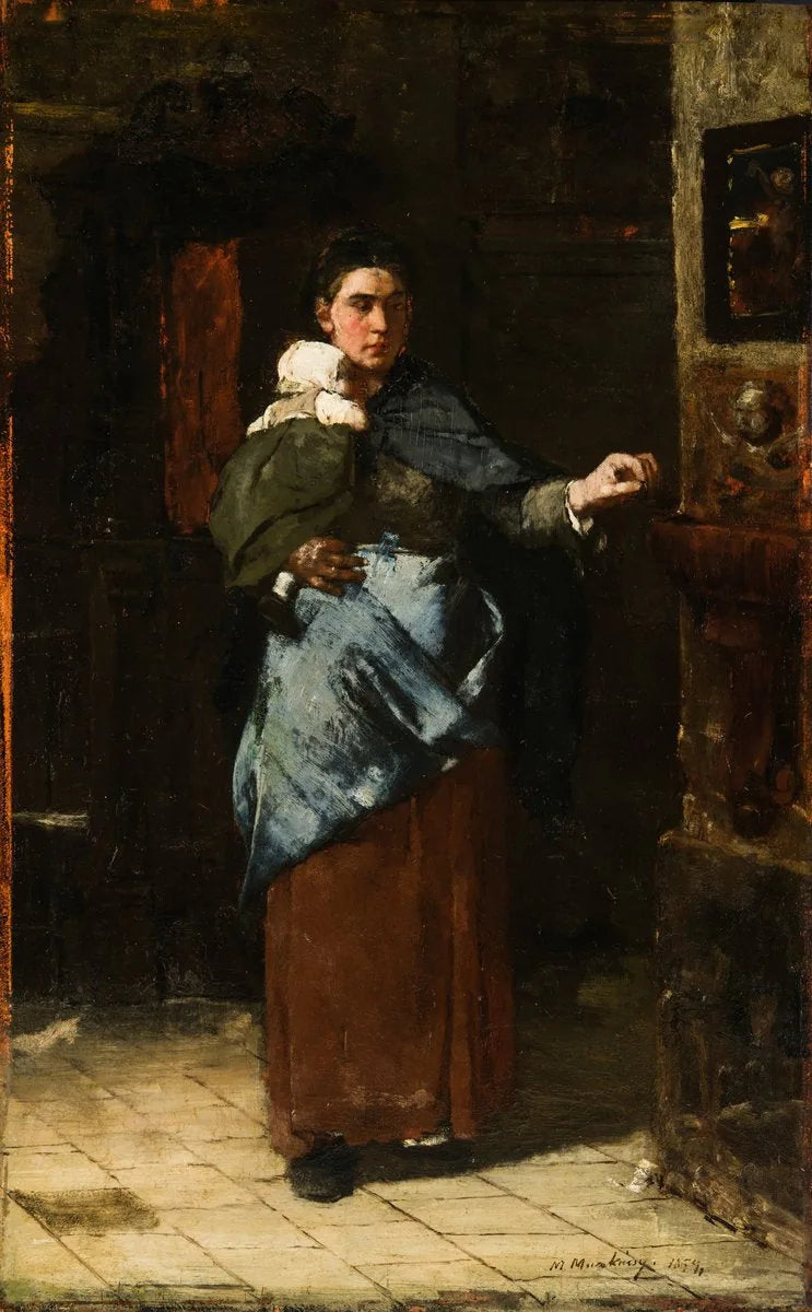Devant la boîte de collecte - Mihály Munkácsy image 1 reproduction d’œuvre d’art à l’huile