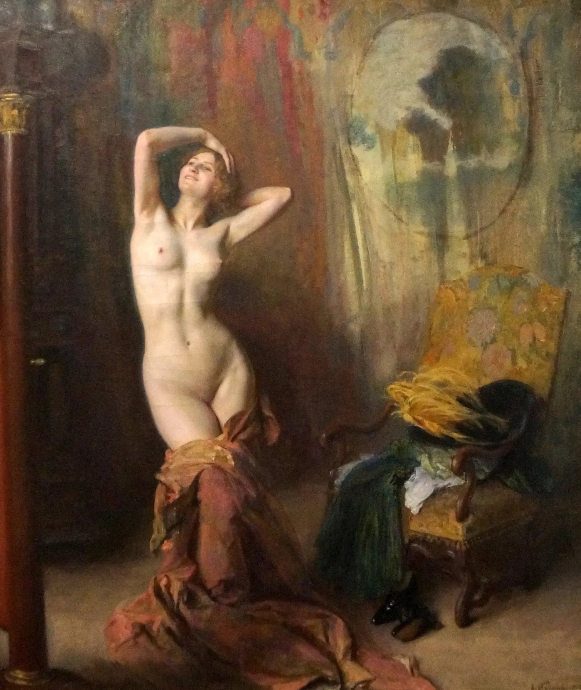 Devant la psyché - Émile Friant image 1 reproduction réalisée par Alpha Reproduction
