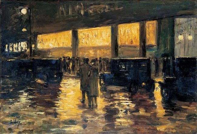 Devant le café (Berlin la nuit) - Lesser Ury image 1 tableau peint à l’huile sur toile