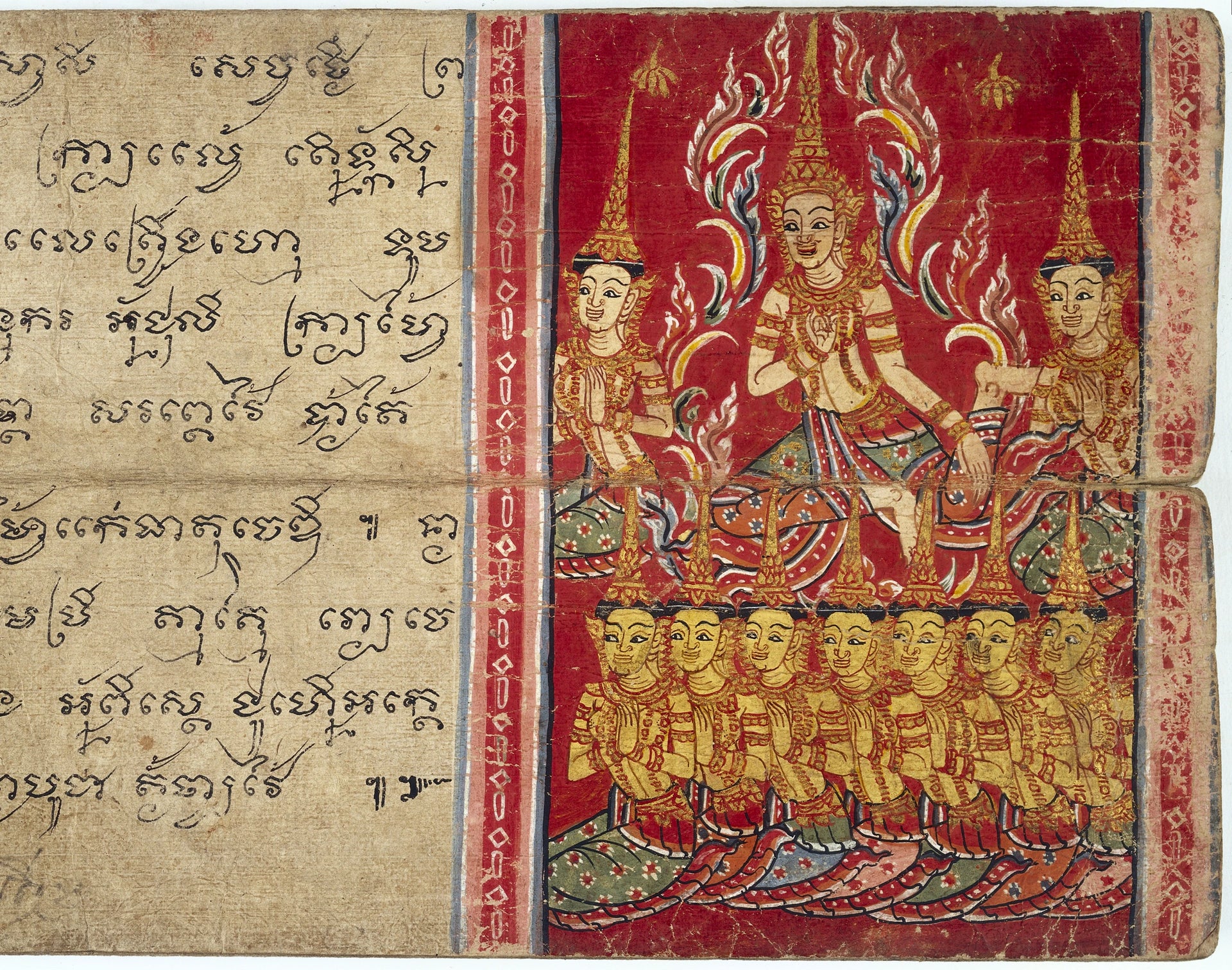 Devas accompagnant un bodhisattva, Artiste thaïlandais anonyme, XIXe siècle