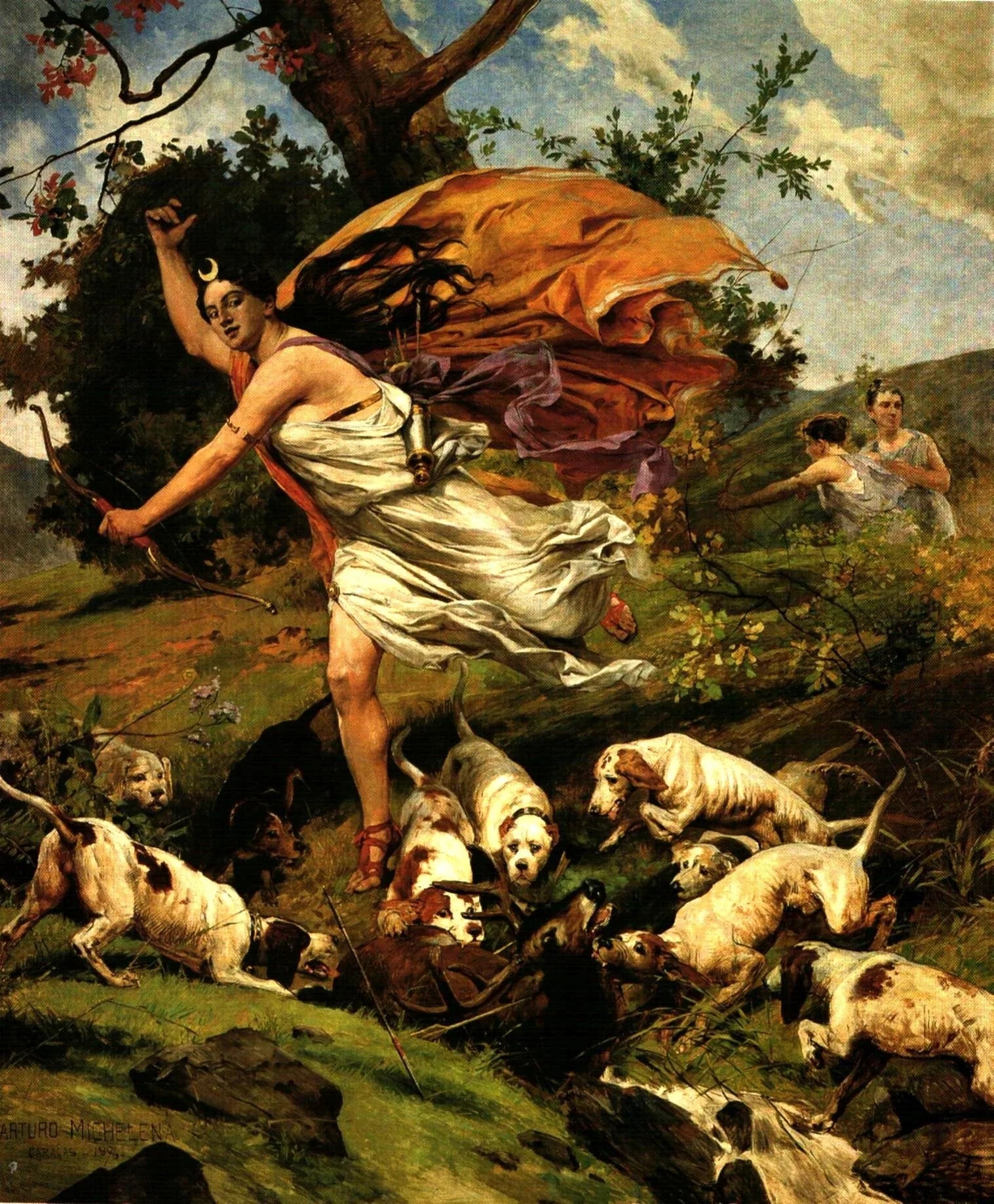 Diana à la chasse - Arturo Michelena image 1 copie de tableau peinte à la main