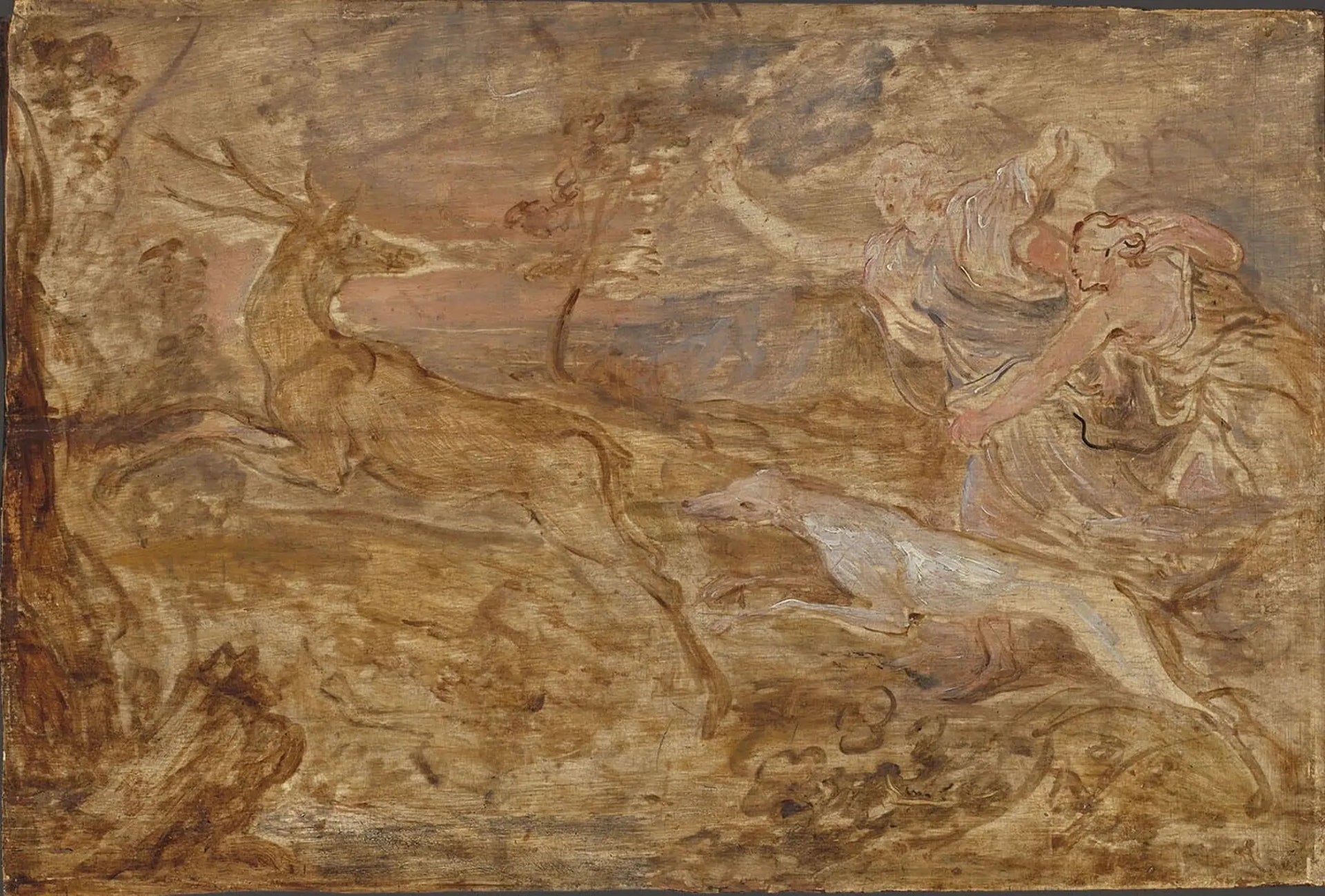 Diana chasse le cerf - Antoine van Dyck image 1 copie de tableau peinte à la main