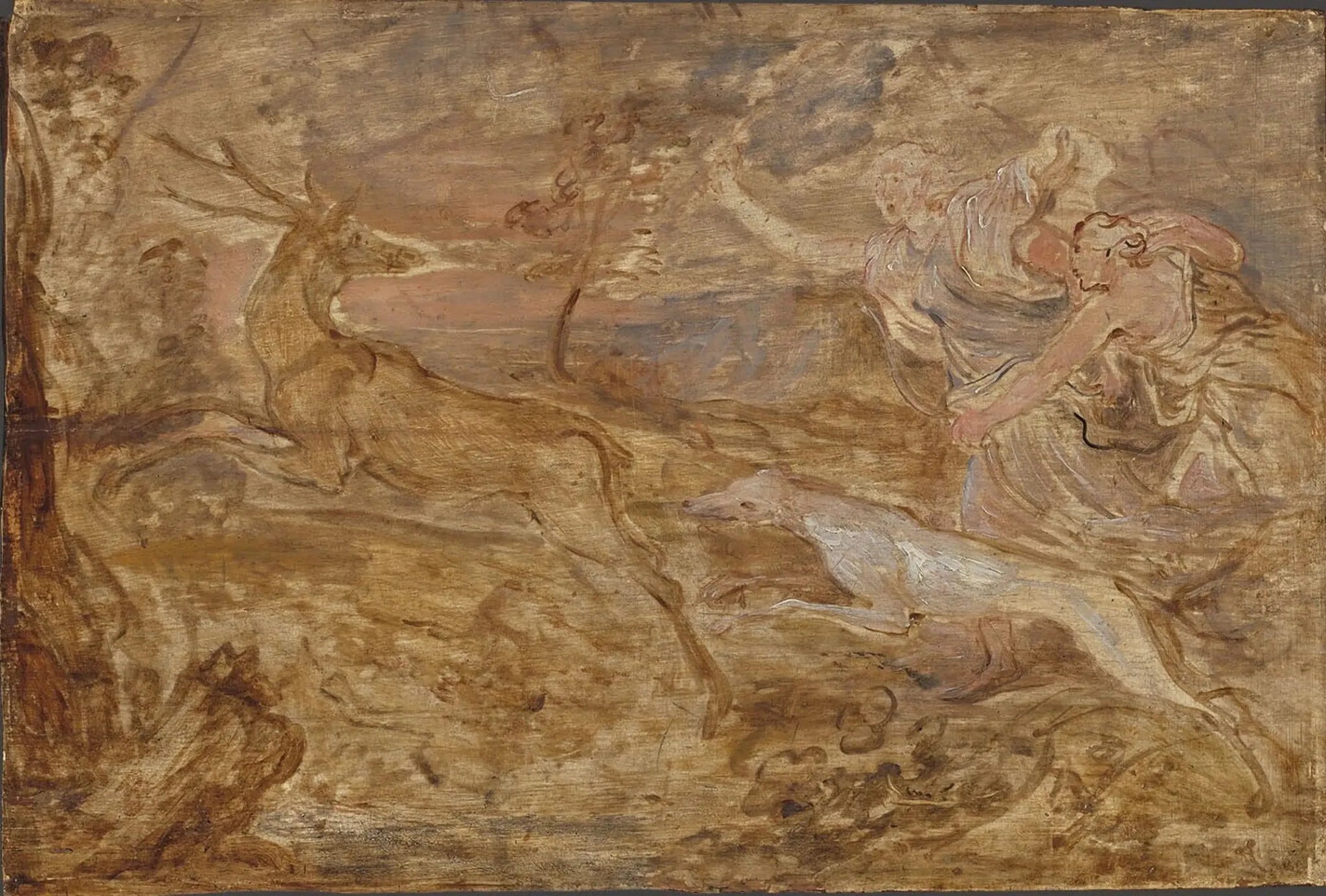 Diana chasse le cerf - Antoine van Dyck image 1 copie de tableau peinte à la main