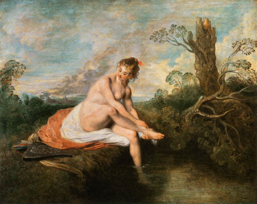 Diane au bain - Antoine Watteau image 1 reproduction artisanale de tableau