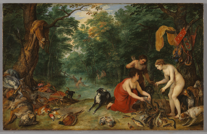 Diane chassant avec ses nymphes - Jan Brueghel l'Ancien image 1 reproduction artisanale de tableau