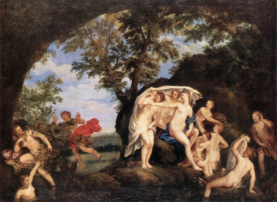 Diane et Actéon avec neuf nymphes - Francesco Albani image 1 reproduction de peinture à l’huile