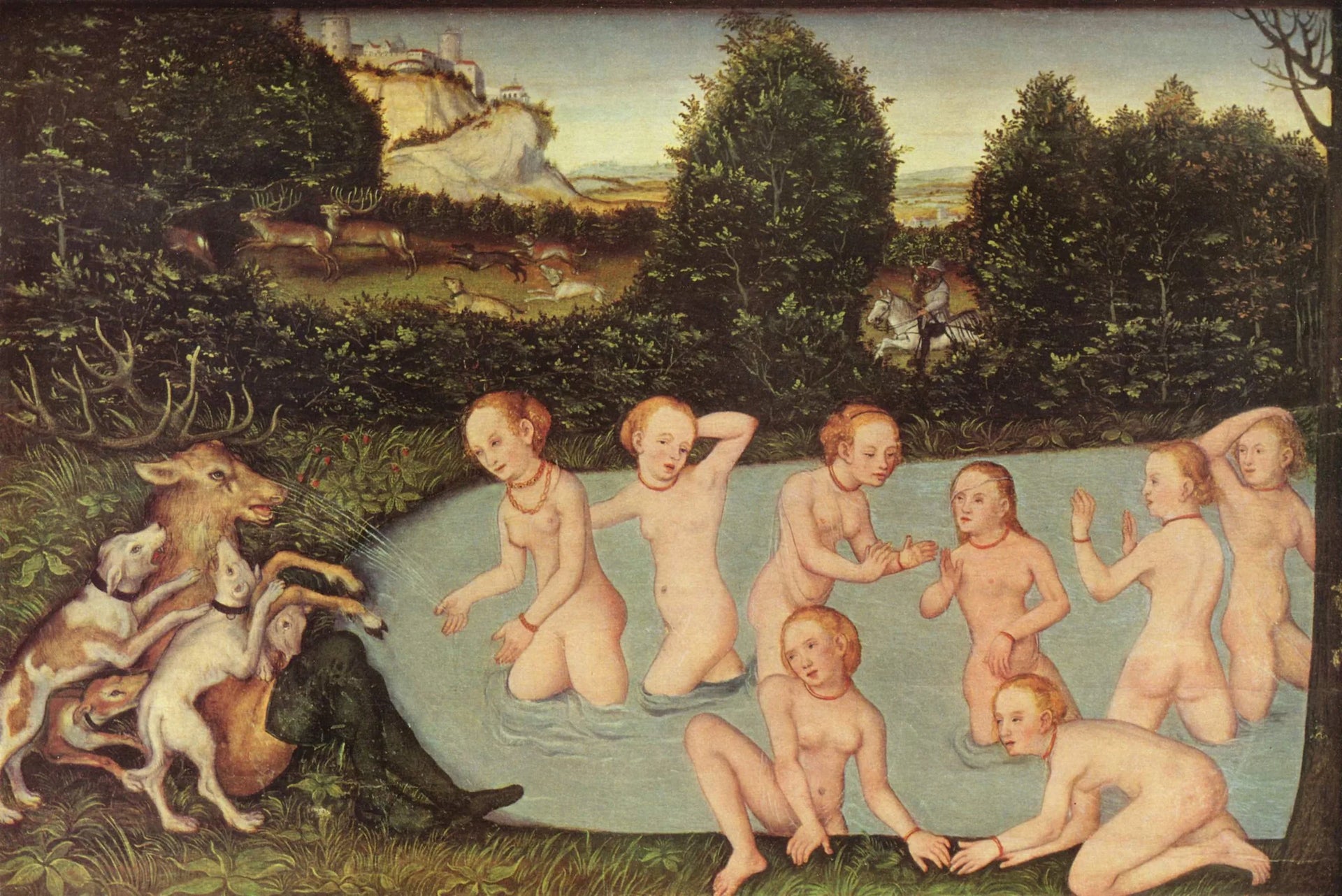 Diane et Actéon - Lucas Cranach the Elder image 1 reproduction de peinture à l’huile