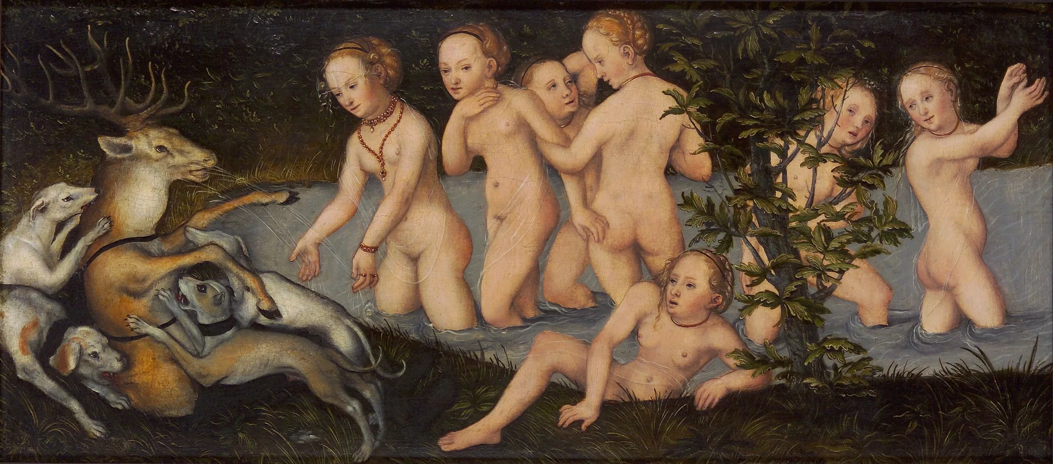 Diane et Actéon - Lucas Cranach the Elder image 1 copie peinte à la main à l’huile
