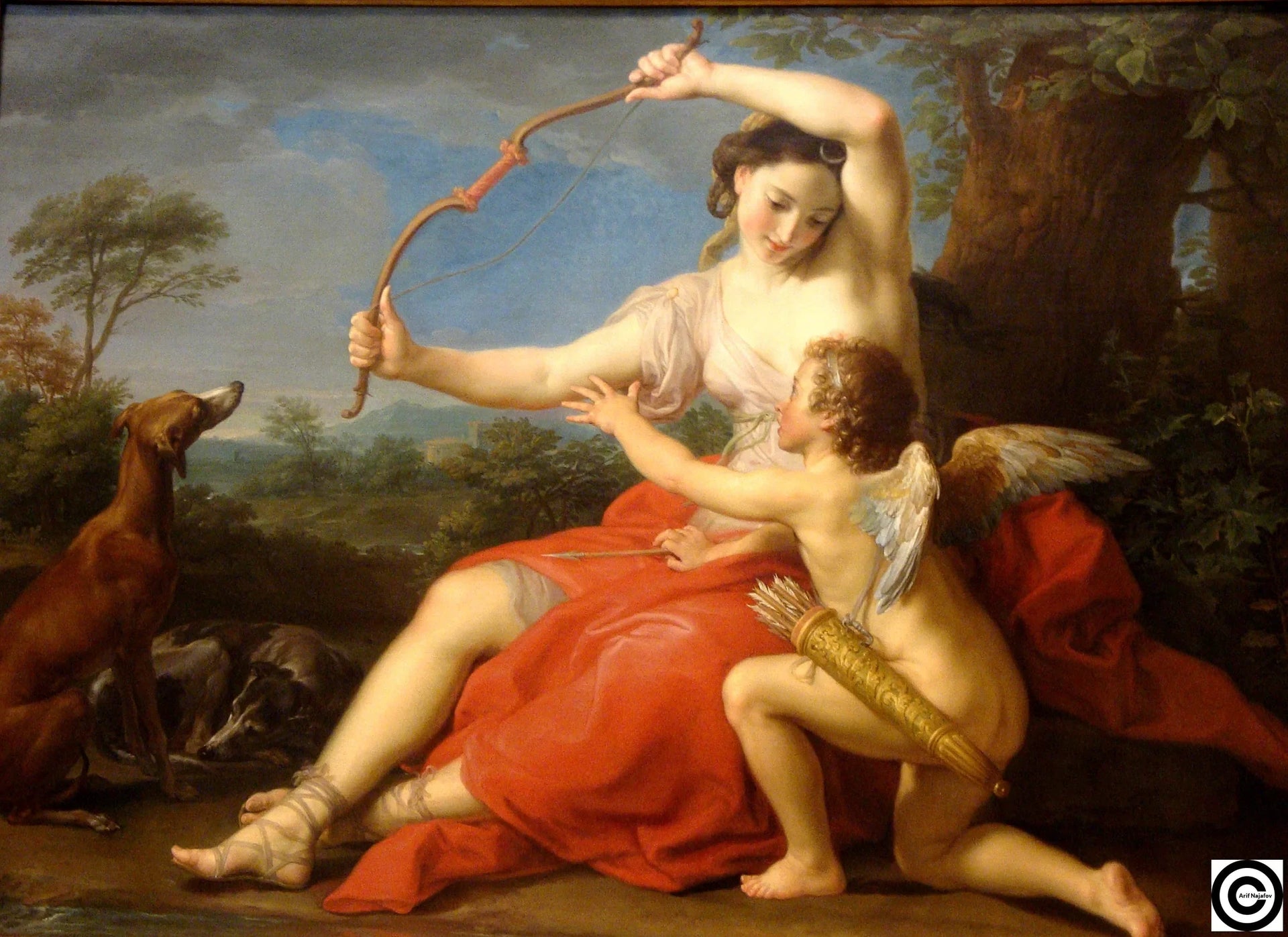 Diane et Cupidon - Pompeo Batoni image 1 reproduction de peinture à l’huile