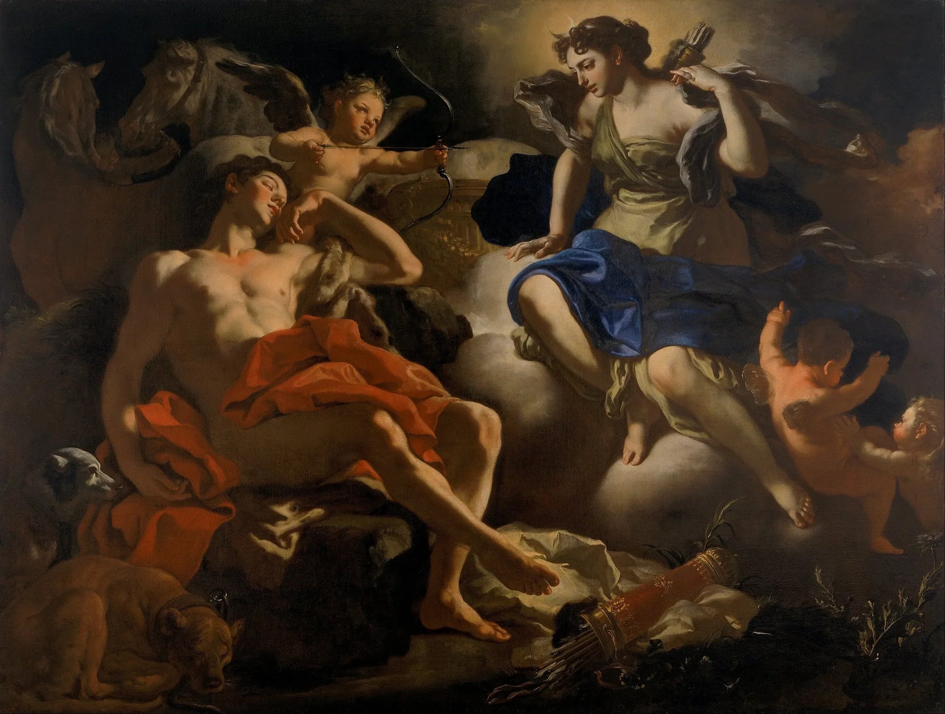 Diane et Endymion - Francesco Solimena image 1 tableau peint à l’huile sur toile