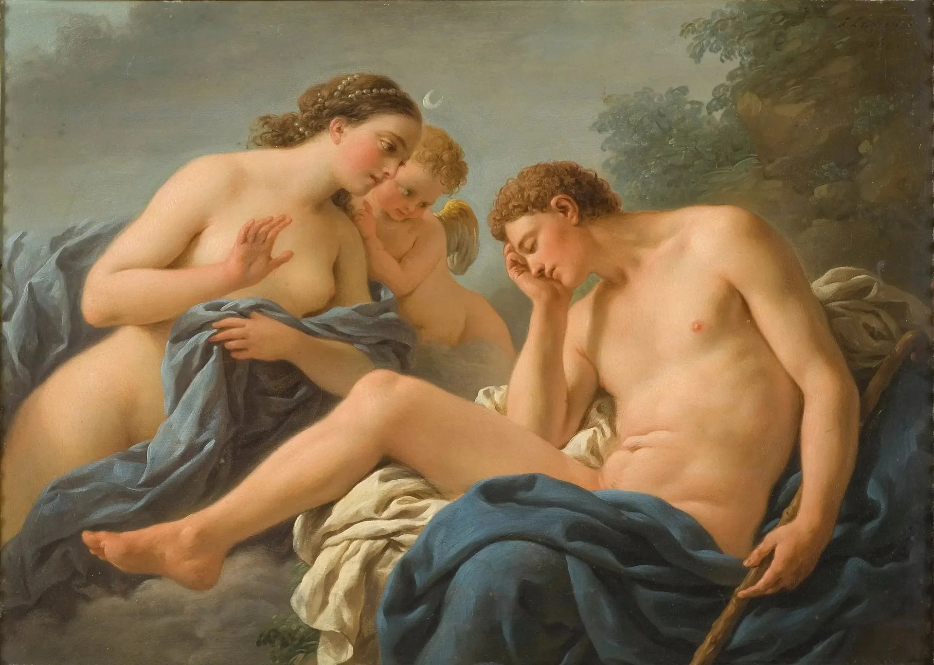 Diane et Endymion - Louis Jean François Lagrenée image 1 copie peinte à la main à l’huile
