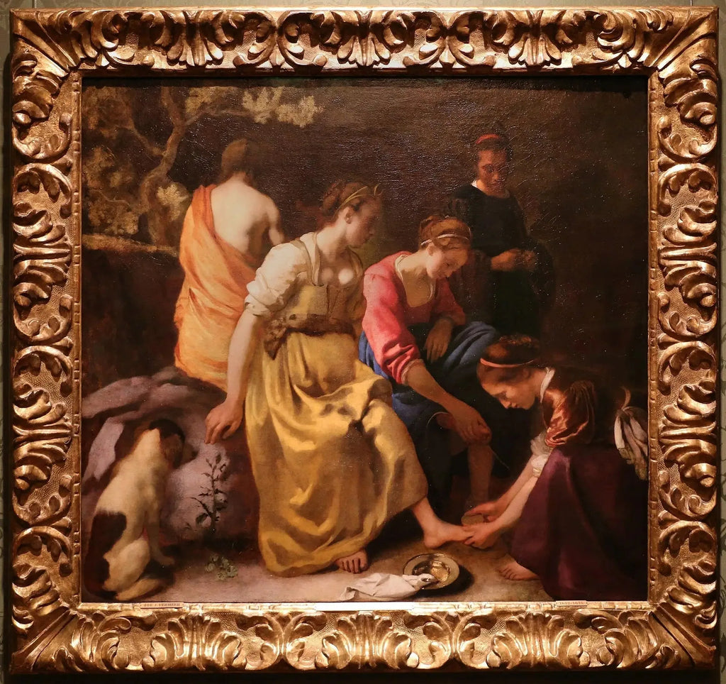 Diane et ses compagnes - Johannes Vermeer image 2 copie peinte à la main à l’huile