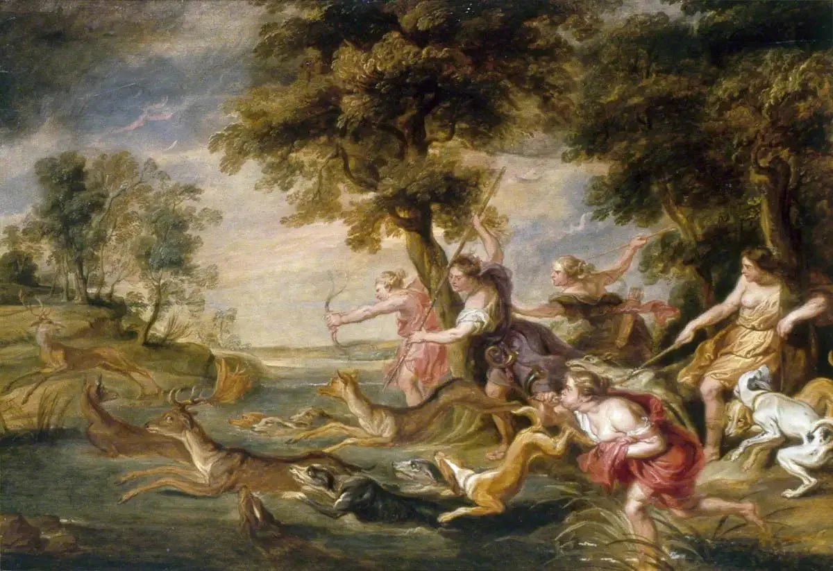 Diane et ses nymphes à la chasse - Peter Paul Rubens image 1 copie peinte à la main à l’huile