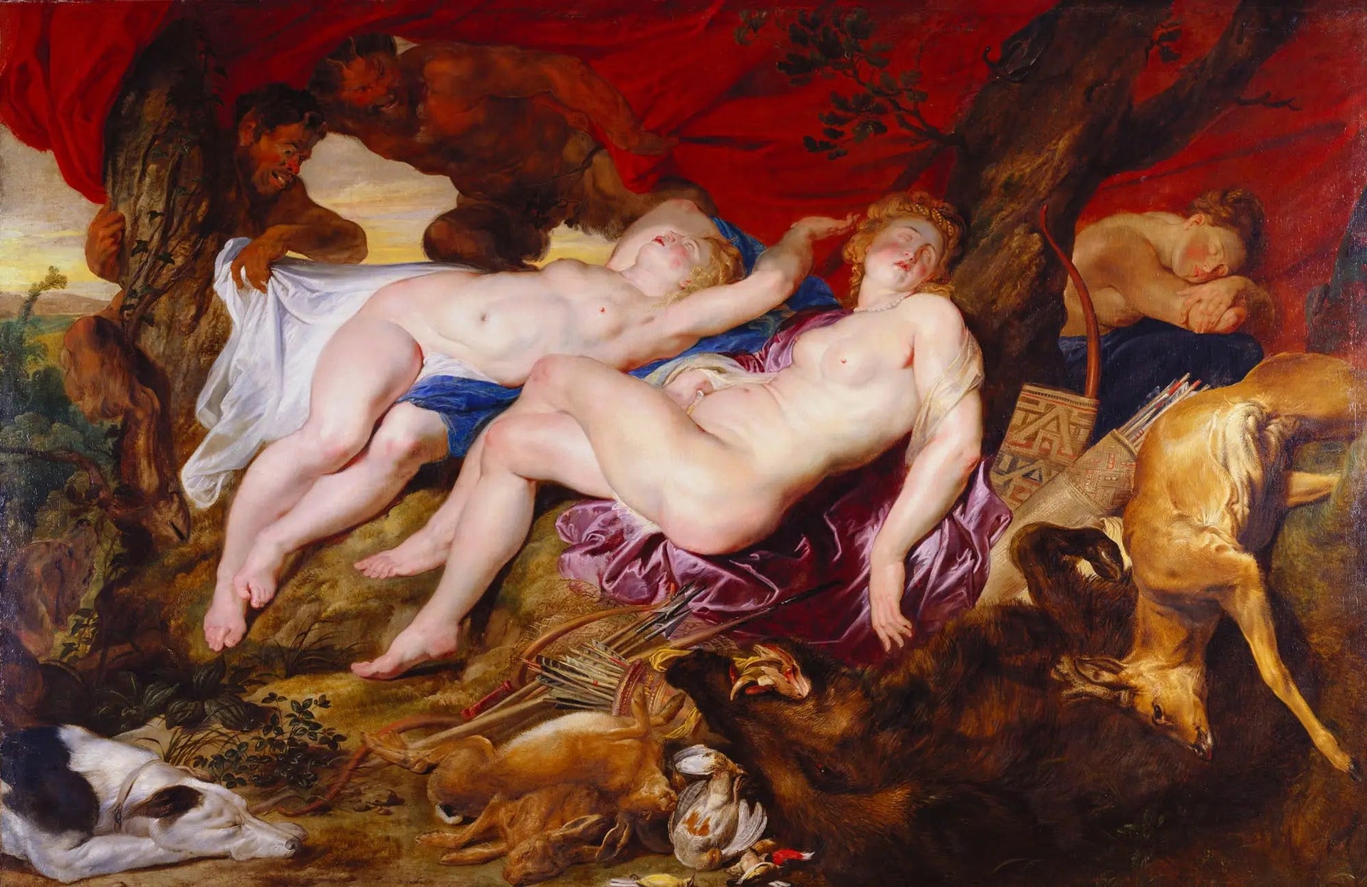 Diane et ses nymphes espionnées par les satyres - Peter Paul Rubens image 1 reproduction artisanale de tableau