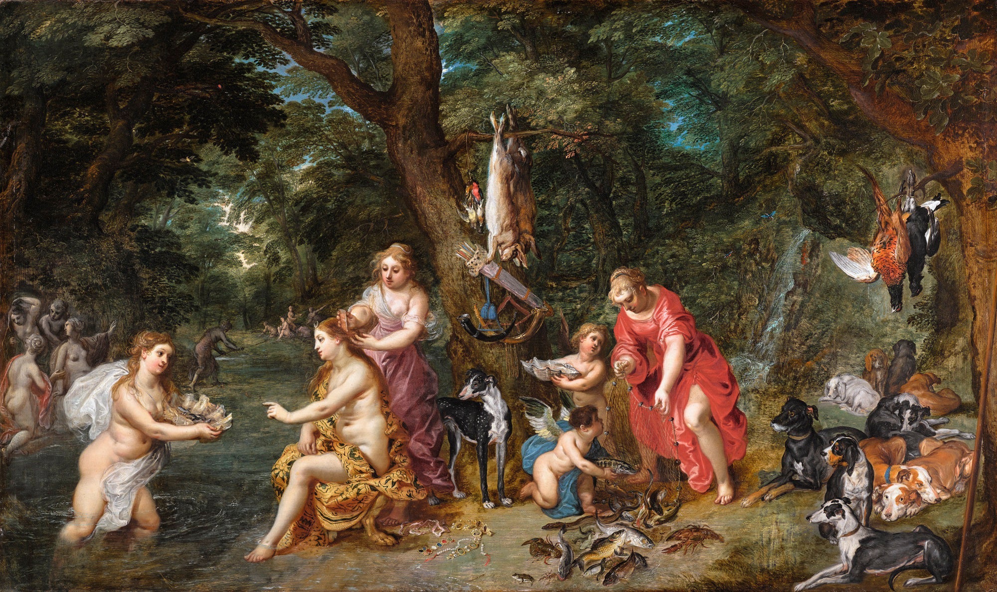 Diane et ses nymphes - Jan Brueghel l'Ancien image 1 copie peinte à la main à l’huile