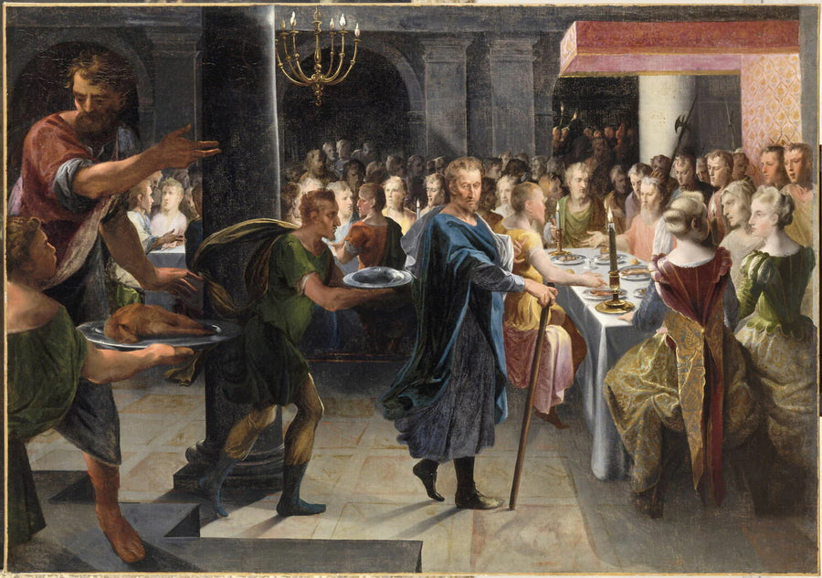 Dicé offrant un banquet à Francus, en présence de Hyante et de Climène - Eustache Le Sueur