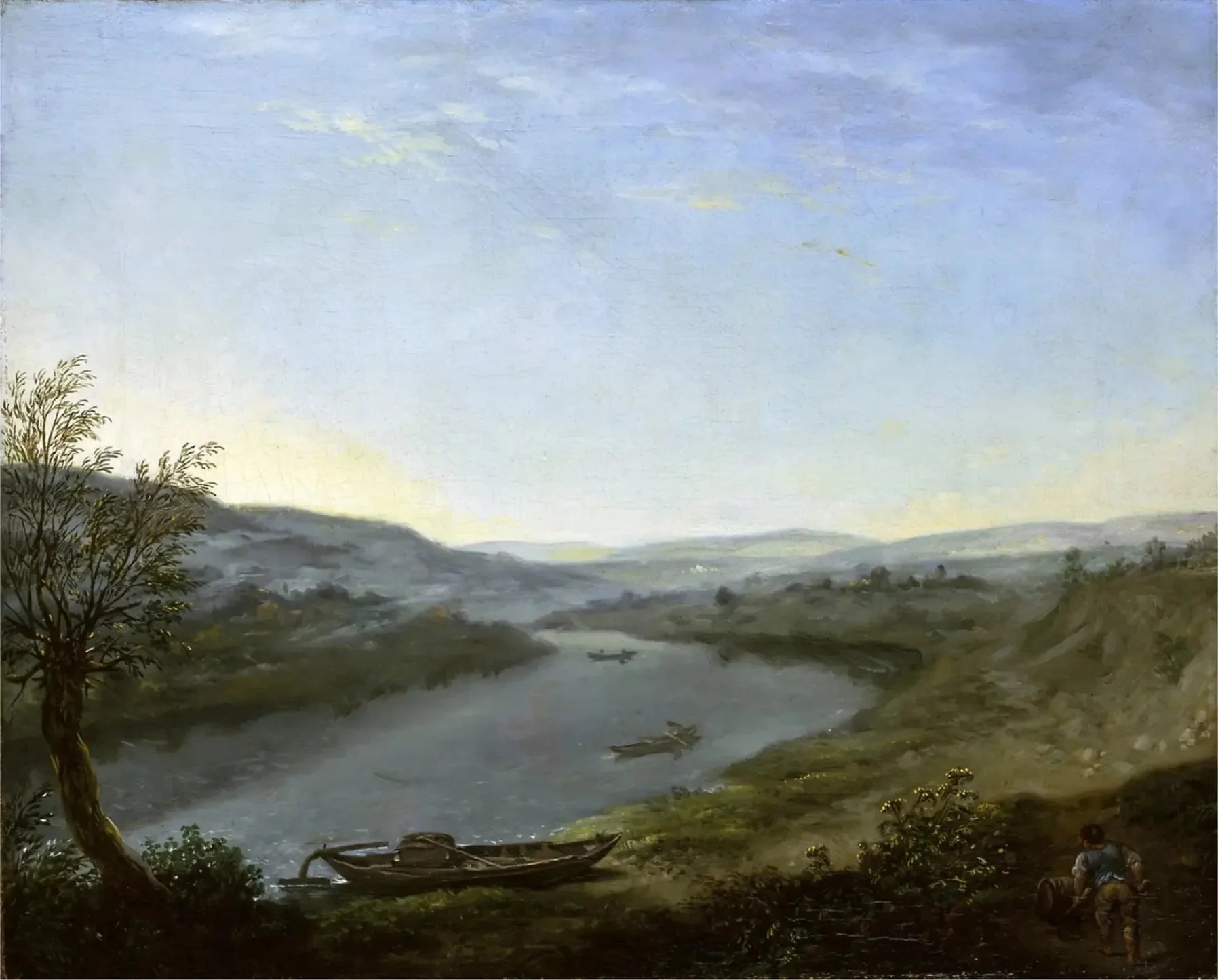 Die Elbe bei Blasewitz oberhalb Dresdens am Morgen - Anton Graff image 1 copie de tableau peinte à la main