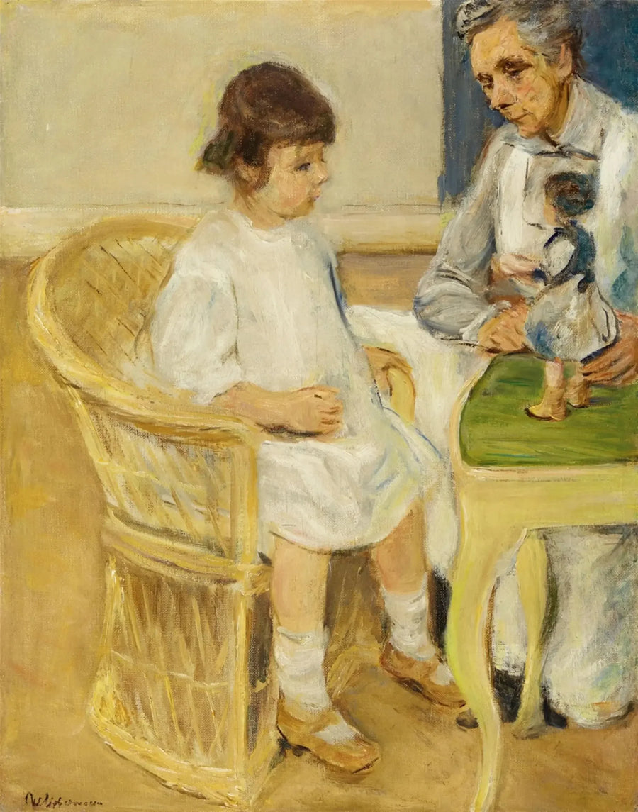 Die Enkelin im Korbsessel nach rechts - Max Liebermann
