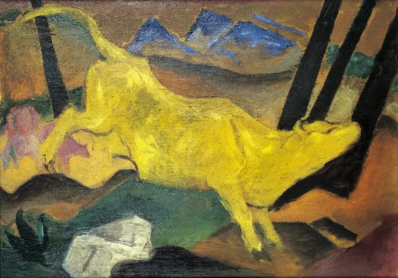 Die gelbe Kuh (Studie) - Franz Marc image 1 copie de tableau peinte à la main