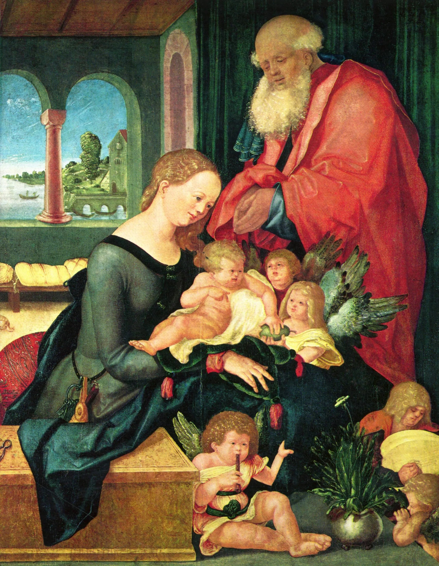 Die Heilige Familie im Gemach mit fünf Engeln - Hans Baldung Grien image 1 reproduction réalisée par Alpha Reproduction