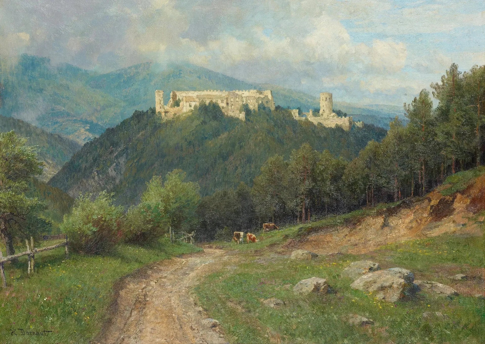 Die Ruine Starhemberg im Piestingtal - Hugo Darnaut image 1 reproduction de peinture à l’huile