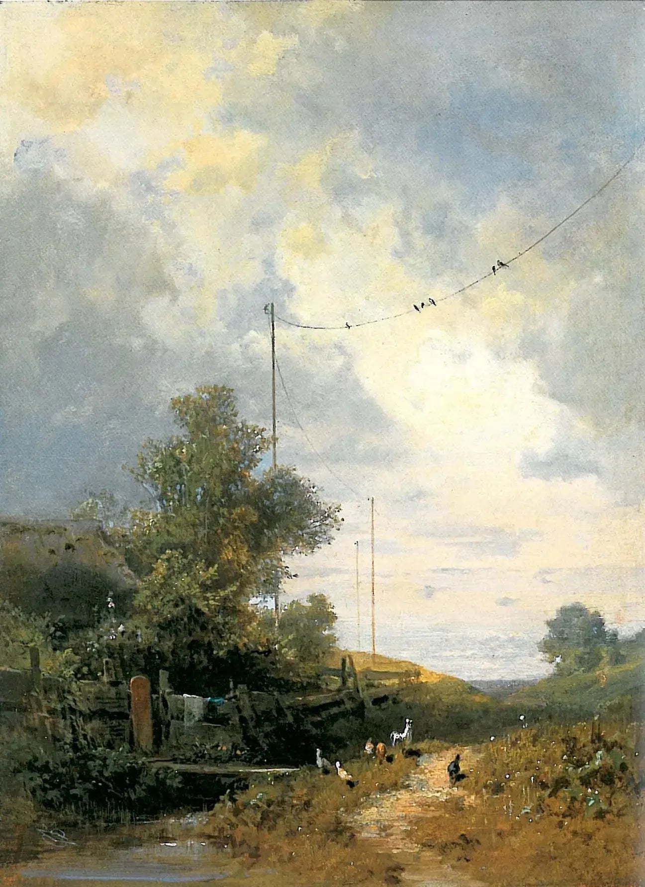 Die Schwalben (Telegraph) - Carl Spitzweg image 1 reproduction artisanale de tableau