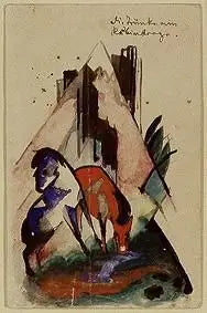 Die Tränke am Rubinberge - Franz Marc