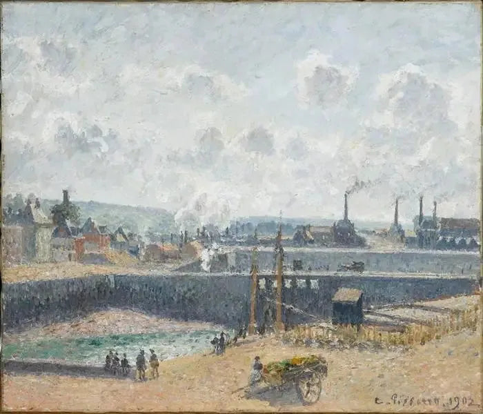 Dieppe, bassin Duquesne. Marée basse, soleil, matin - Camille Pissarro