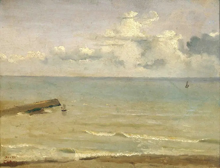 Dieppe, le bout de la jetée et la mer - Jean-Baptiste Camille Corot image 1 copie peinte à la main à l’huile