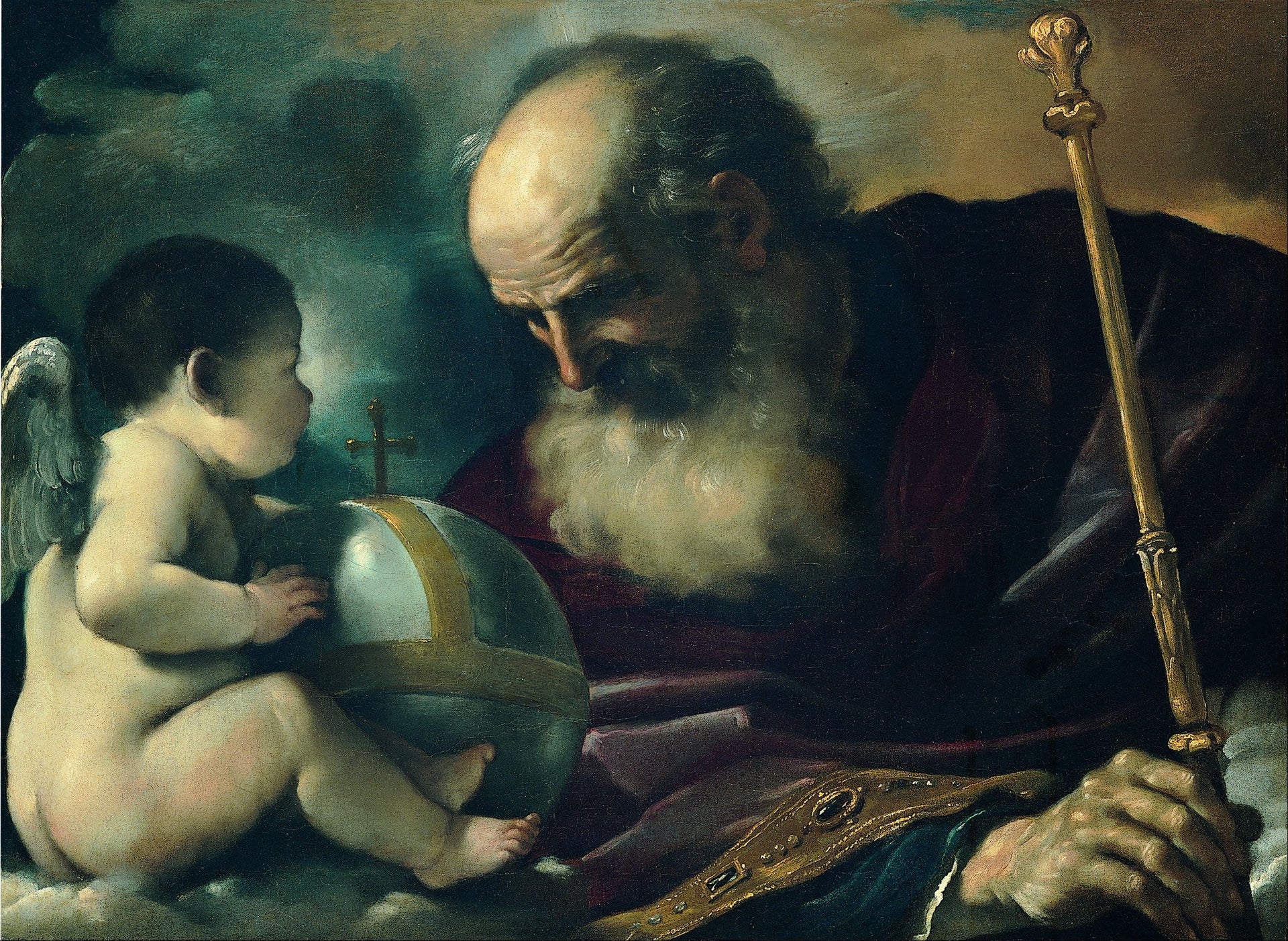 Dieu le Père et l'Ange - Guercino image 1 reproduction de peinture à l’huile