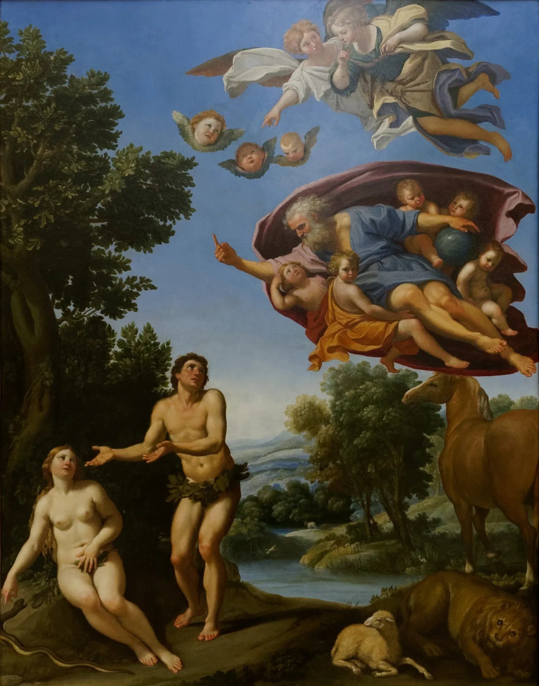 Dieu réprimandant Adam et Ève - Domenichino image 1 copie de tableau peinte à la main