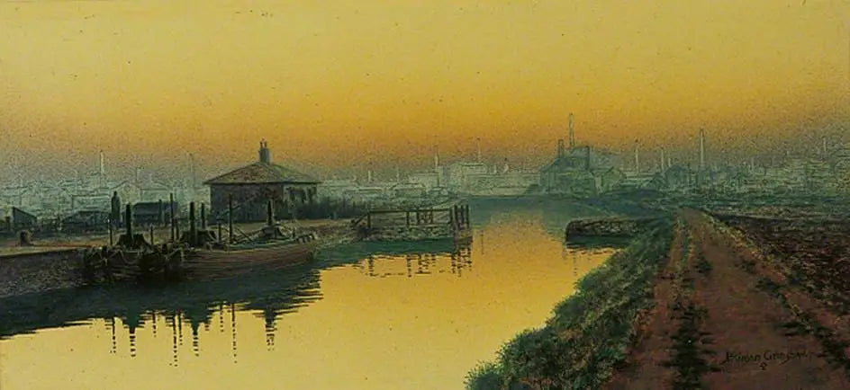 Dimanche soir, Knostrop Cut, Leeds - John Atkinson Grimshaw image 1 copie de tableau peinte à la main