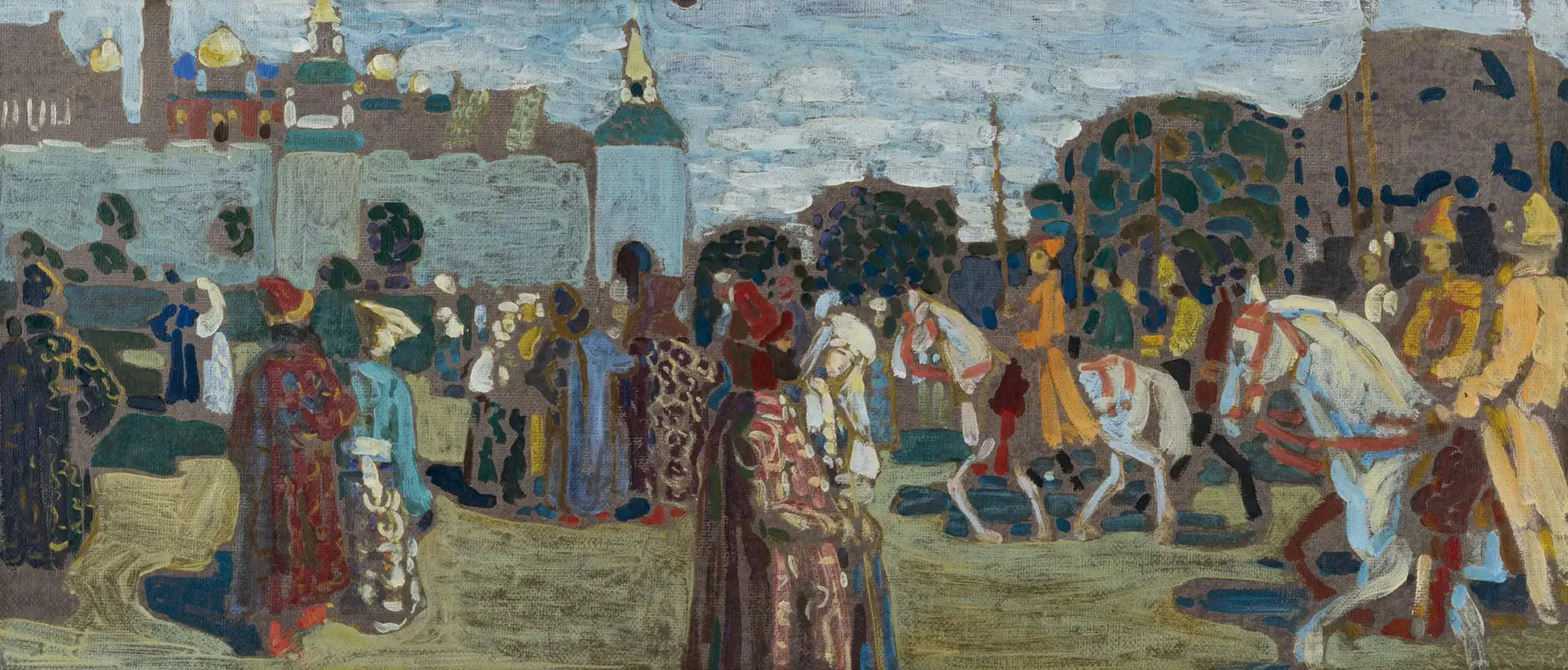 Dimanche (vieux russe) (esquisse) - Vassily Kandinsky image 1 tableau peint à l’huile sur toile