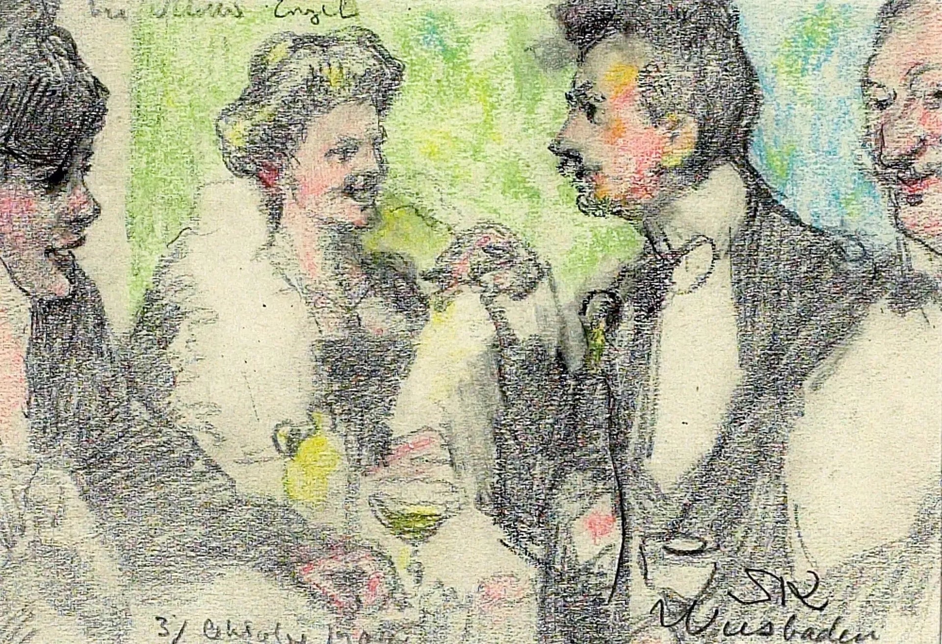 Dîner à Wiesbaden, Allemagne. - Peder Severin Krøyer image 1 reproduction artisanale de tableau