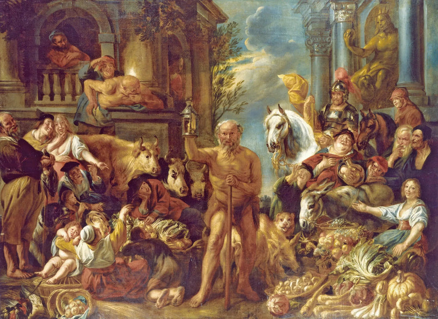 Diogène à la recherche d'un homme honnête - Jacob Jordaens