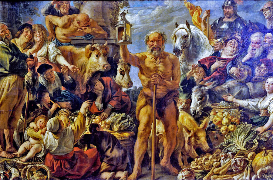 Diogène à la recherche d'un homme honnête - Jacob Jordaens