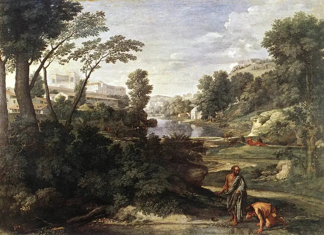 Diogène jetant son écuelle - Nicolas Poussin image 1 copie peinte à la main à l’huile