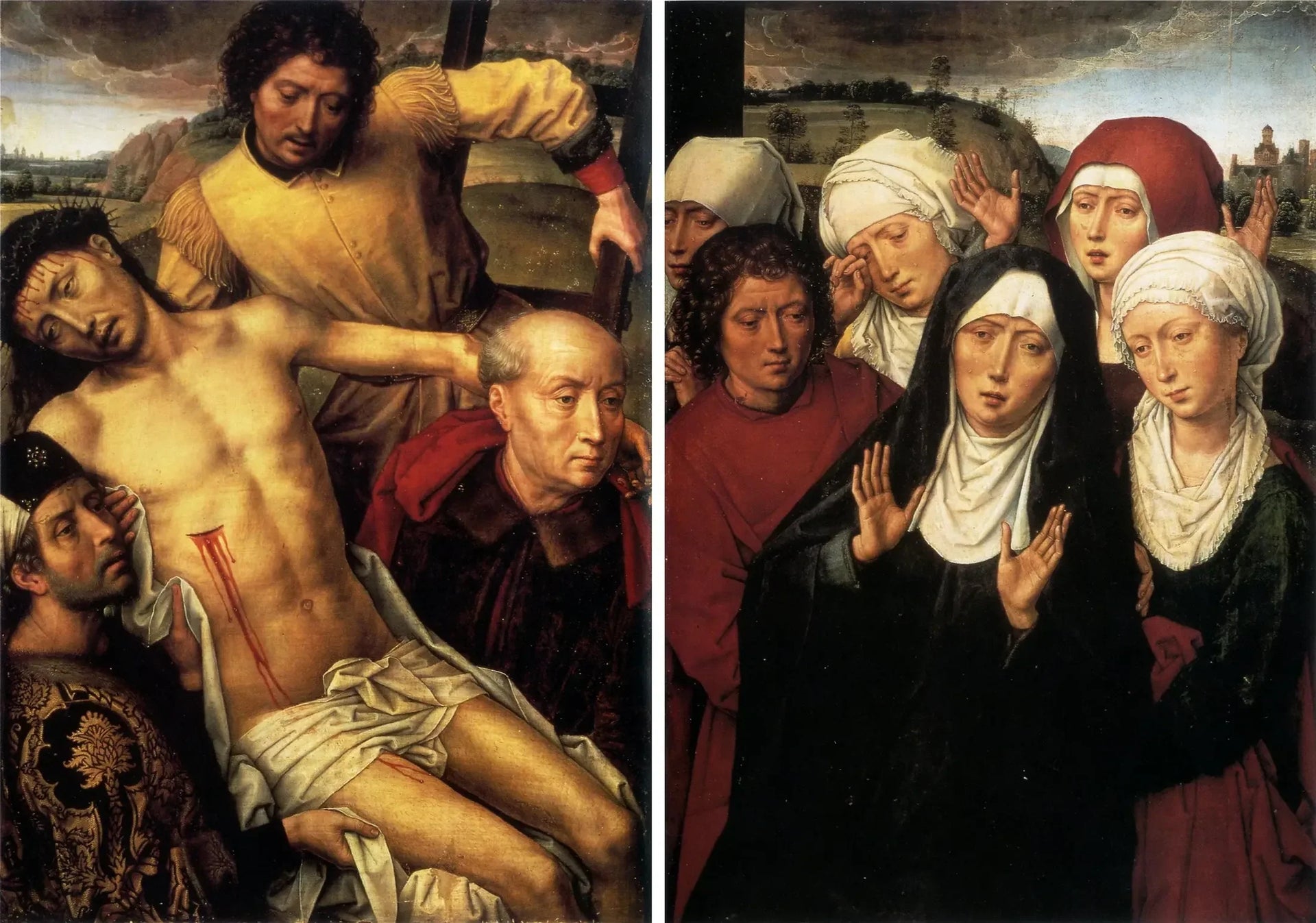 Diptyque avec déposition - Hans Memling image 1 copie de tableau peinte à la main