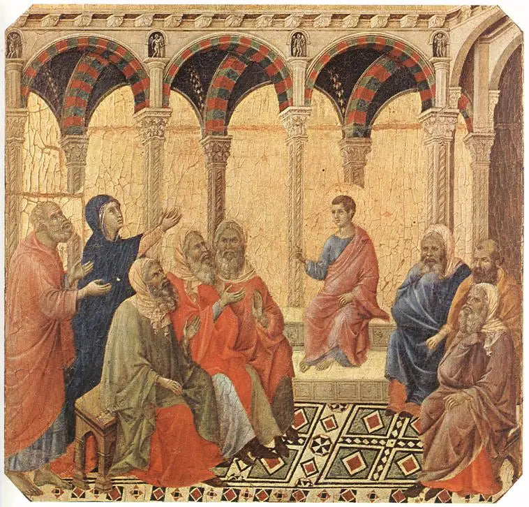 Dispute avec les médecins - Duccio di Buoninsegna image 1 reproduction de peinture à l’huile