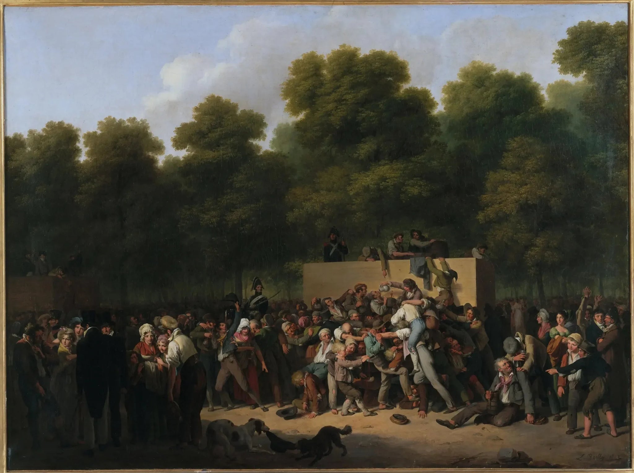 Distribution de vins et de comestibles aux Champs-Elysées, à l'occasion de la fête du roi - Louis-Léopold Boilly image 1 tableau peint à l’huile sur toile