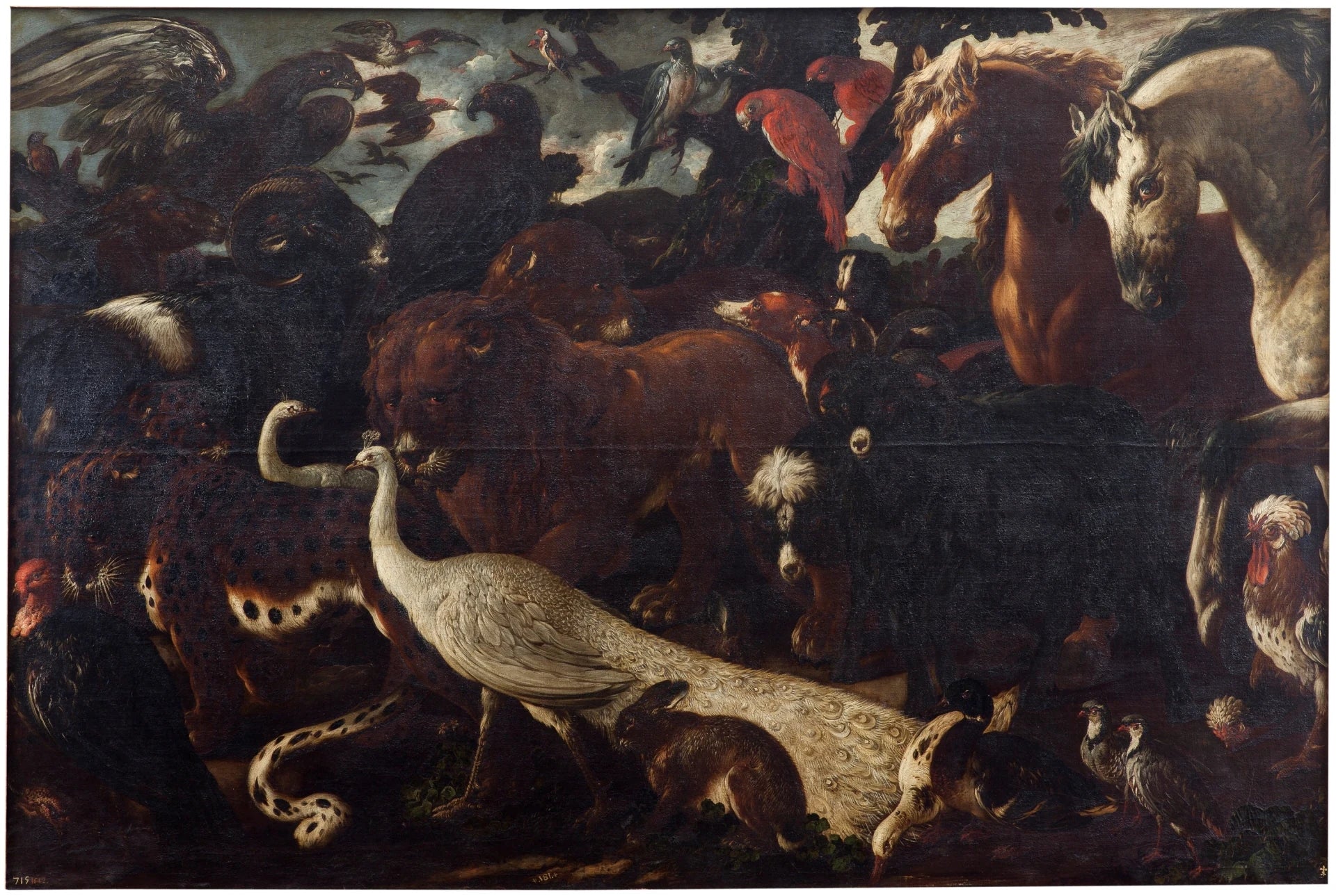 Divers animaux rassemblés devant l'Arche de Noé - Philipp Peter Roos