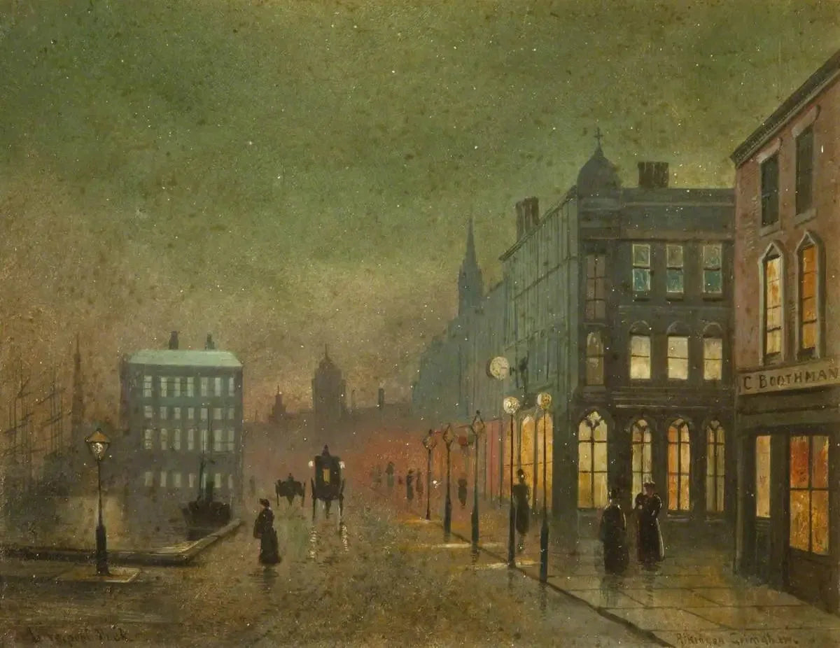 Docks de Liverpool (panneau 2 sur 5) - John Atkinson Grimshaw image 1 copie peinte à la main à l’huile