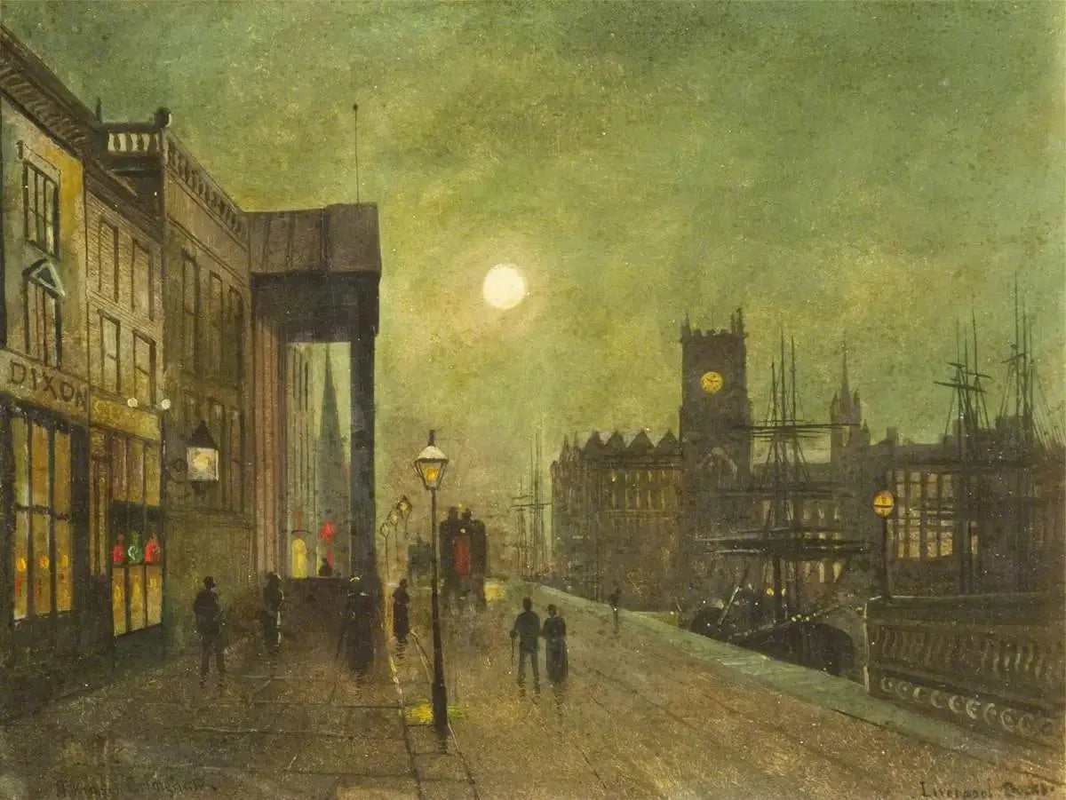 Docks de Liverpool (panneau 3 sur 5) - John Atkinson Grimshaw image 1 copie de tableau peinte à la main