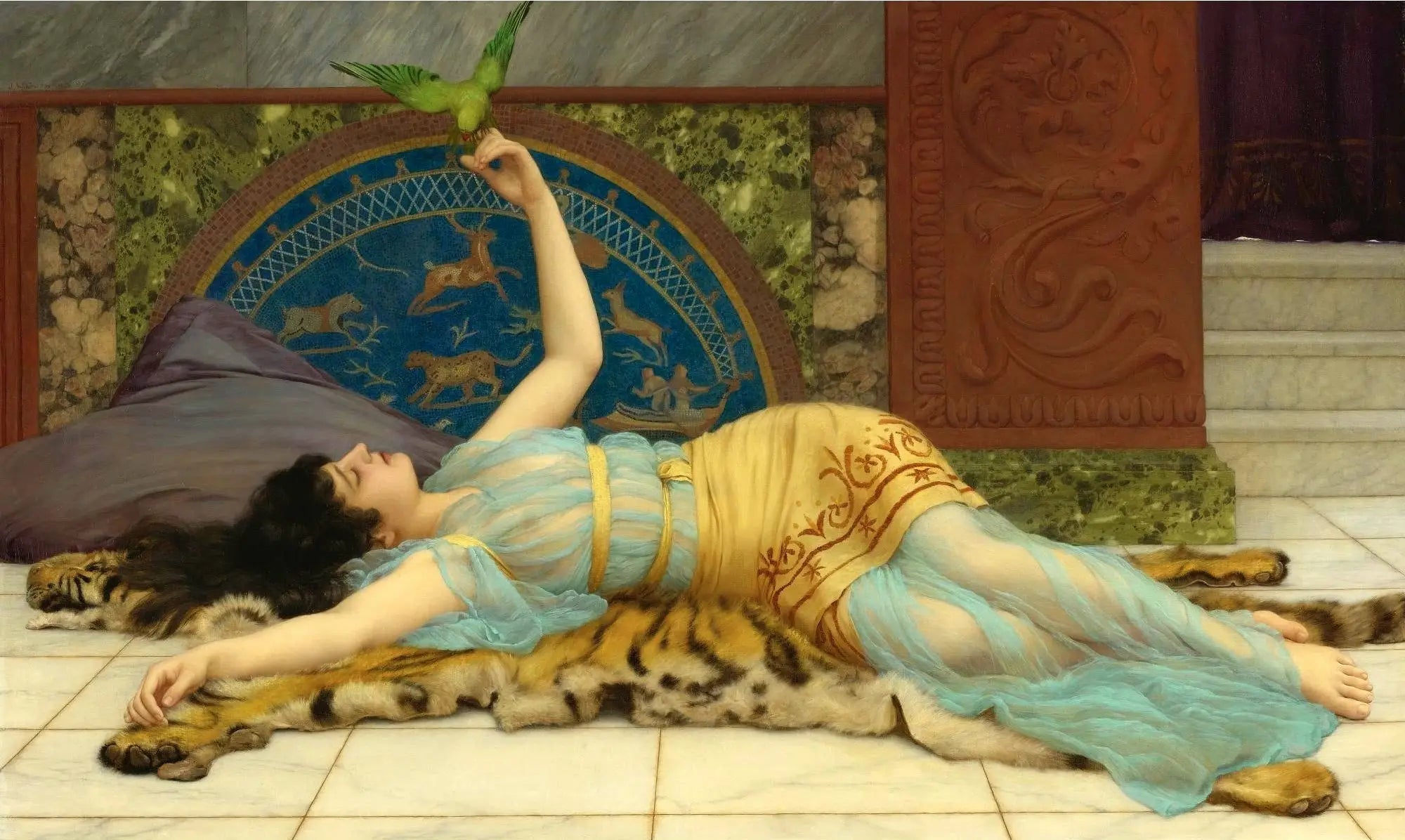 Dolce Far Niente (1897) - John William Godward image 1 reproduction de peinture à l’huile
