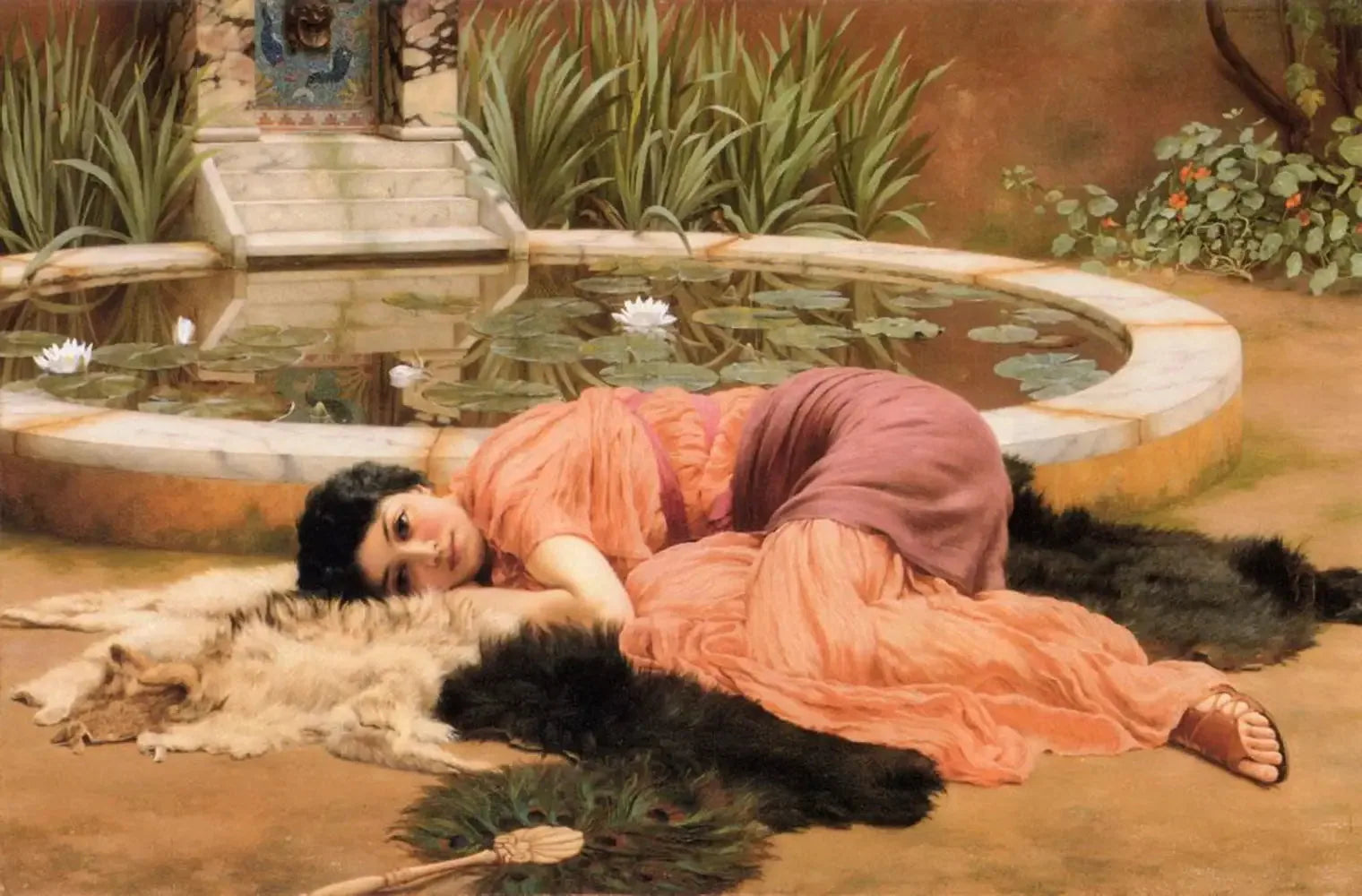 Dolce far niente (1904) - John William Godward image 1 reproduction de peinture à l’huile