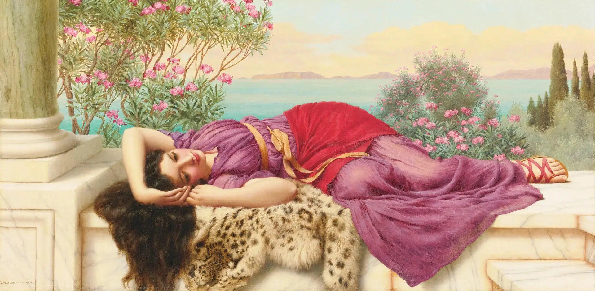 Dolce Far Niente - John William Godward image 1 copie de tableau peinte à la main